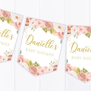 Floral Peony Baby Shower Bunting - Party banner Decoration - Mummy to be