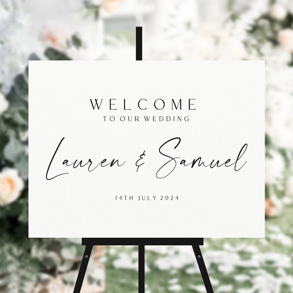 Personalised Wedding Welcome Sign - Modern Minimalist Design - Digital or Printed Copy - A1, A2, A3 or A4