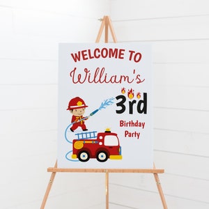 Personalised Fireman / Fire Truck / Fire Engine Birthday Welcome Sign - Digital or Printed Copy - A1, A2, A3 or A4