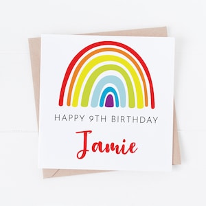 Personalised Bright Rainbow Happy Birthday Card - Personalise with any text