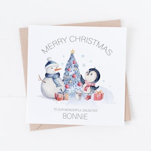 Gepersonaliseerde kerstkaart schattige dieren - dochter kleindochter zoon kleinzoon neef nicht broer zus CC38