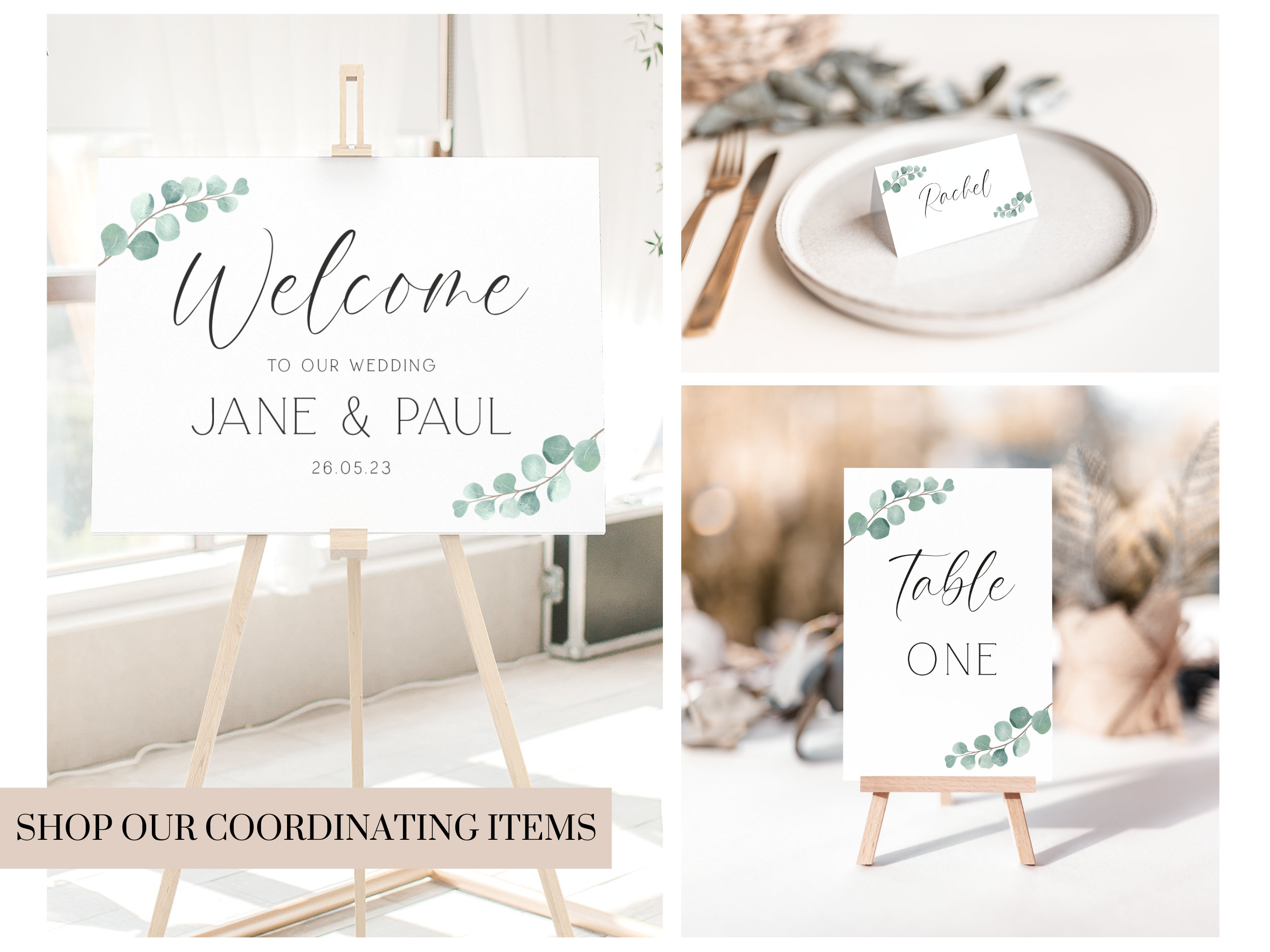 Eucalyptus Branch Wedding Table Signs Personalise With Any - Etsy UK