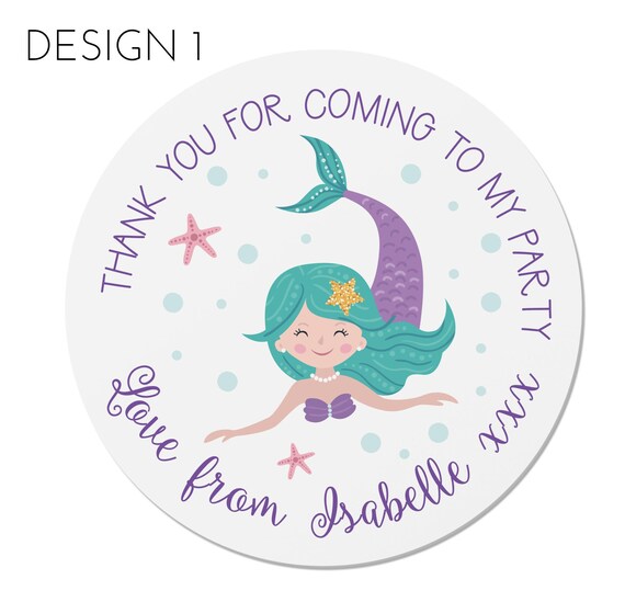 Pegatinas Personalizables Para Fiesta De Cumpleaños De Sirenas | Para Conos De Dulces Y Bolsitas | Envío Rápido – Hecho En UK