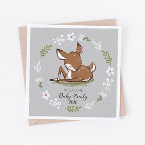 Novo cartão de bebê personalizado - Welcome Baby 2020 - Baby Deer - Welcome Little One NB8