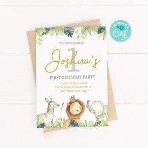 Watercolour Safari Jungle Party Invitations - Digital Version - Instant Download