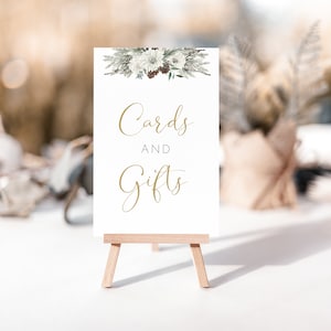 Kaarten en cadeaus met winterbloemen grenen - bord bruiloft tafel - personaliseer met tekst - A5-, A4-, A3- of A2-kaarten of foamboards