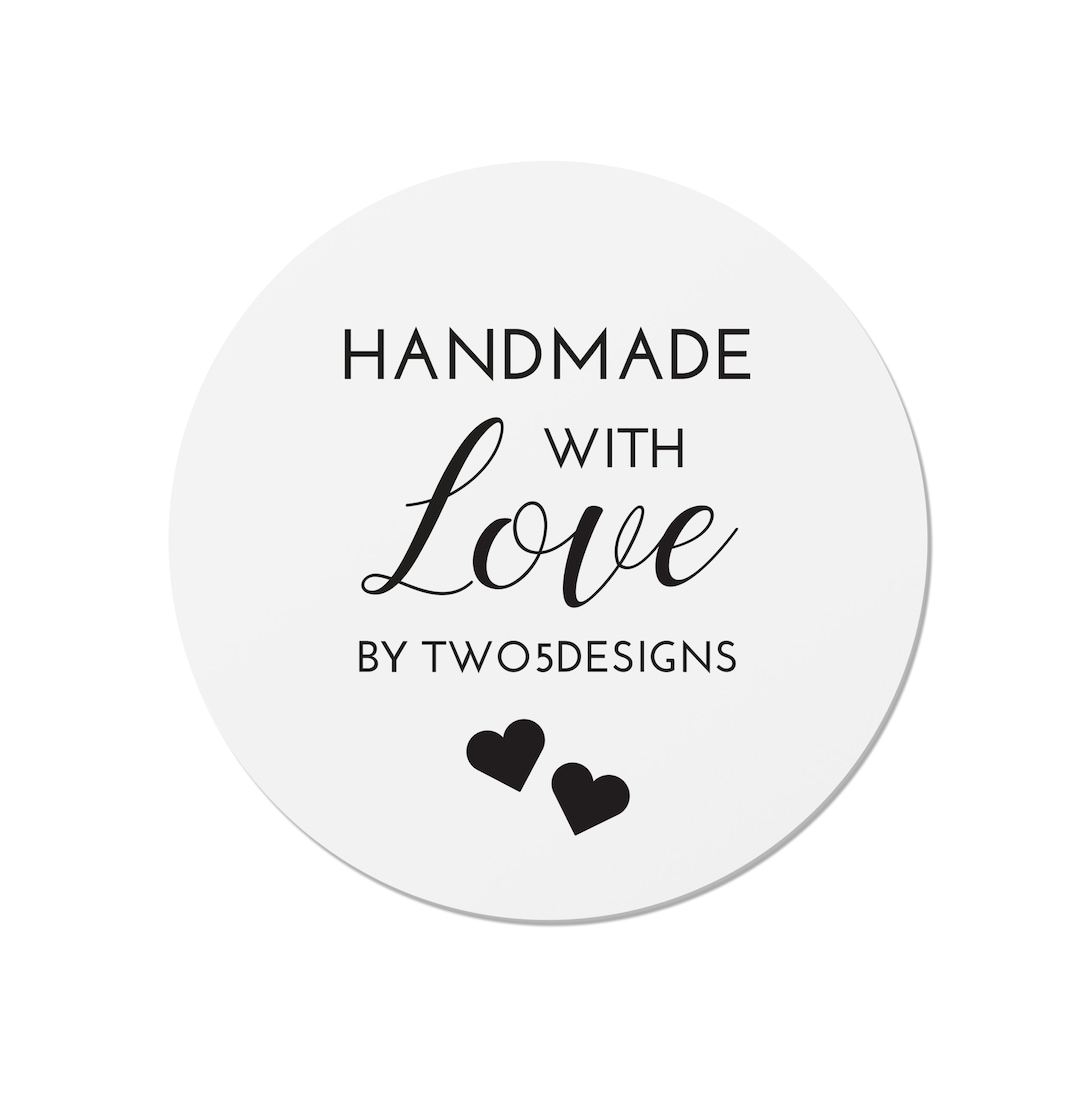 Personalised 'handmade With Love By' Stickers White or Kraft Labels ST8