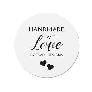 Autocollants personnalisés 'Handmade with Love by' - Étiquettes blanches ou kraft ST8