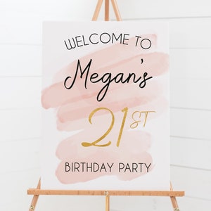 Personalised Rose Gold / Gold Birthday Welcome Sign A1, A2, A3 or A4 Any Age Digital or Printed Copy image 2