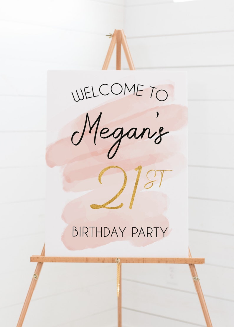 Personalised Rose Gold / Gold Birthday Welcome Sign A1, A2, A3 or A4 Any Age Digital or Printed Copy image 2