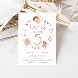 Fairy Garden Personalised Birthday Party Invitations - With Envelopes - Sleepover Invites - 5th, 6th, 7th, 8th Girl's Invite