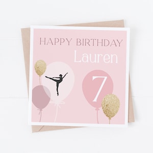 Gepersonaliseerde Pink Dancer-gelukkige verjaardagskaart - personaliseer met tekst - dochter, kleindochter, nichtje