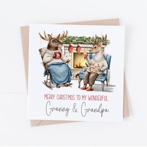 Gepersonaliseerde kerstkaart voor schattig stel - personaliseer met elke tekst - mama en papa, oma en opa, oom, tante, opa en oma, grootouders