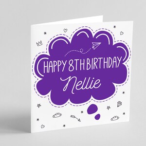 Personalisierte Doodle Geburtstagskarte - jede Farbe, Name oder Alter BC26