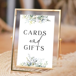 Eucalyptus en olijf - Tafelbord bruiloft - Bord voor kaarten en cadeaus - Personaliseer met tekst - A5-, A4-, A3- of A2-kaarten of foamboards