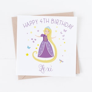 Personalisierte Rapunzel Prinzessin Geburtstagskarte - Personalisieren Sie mit jedem Text - Tochter, Enkelin, Nichte BC16
