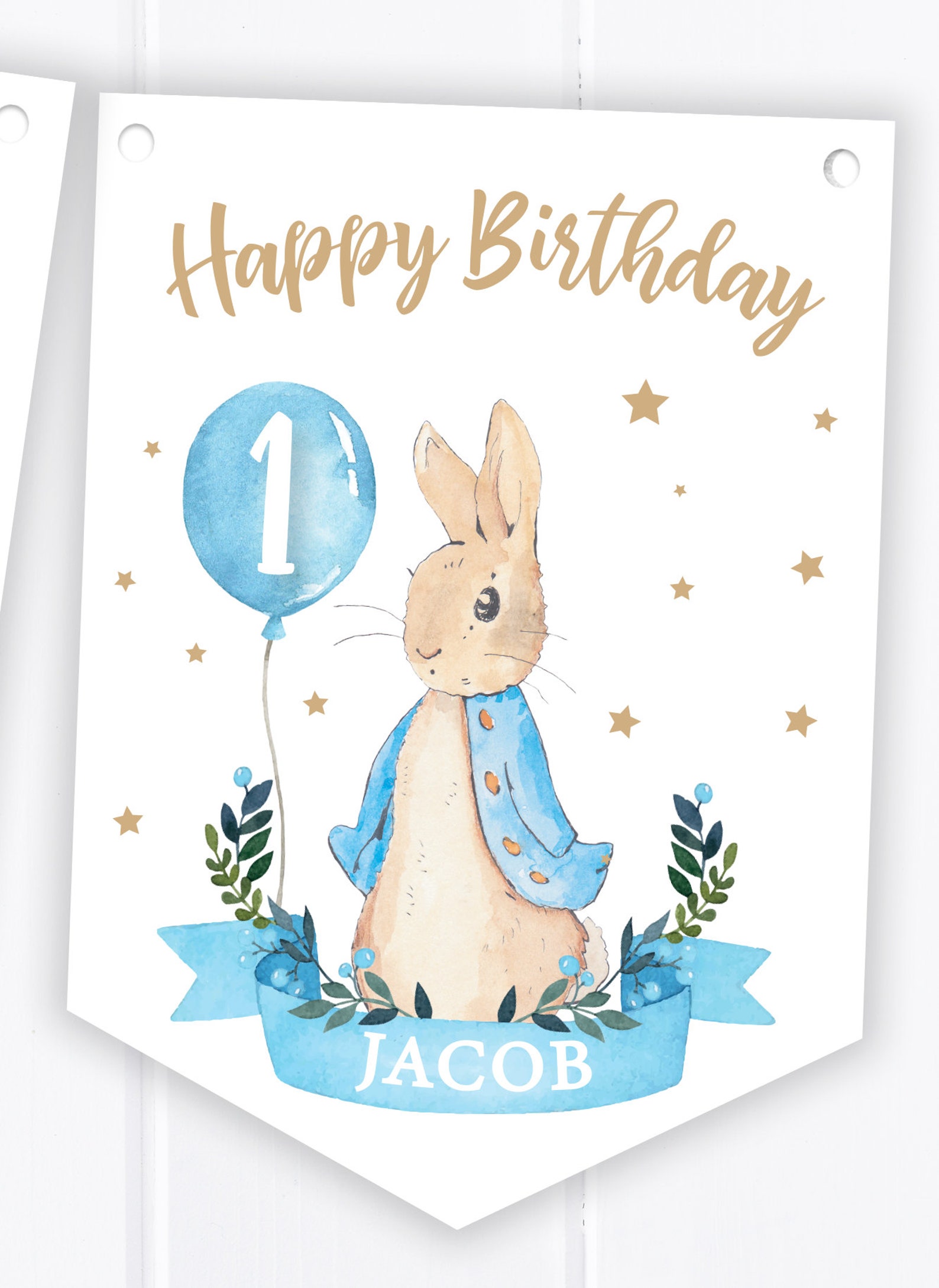 Personalised Peter Rabbit Happy Birthday Bunting | Etsy