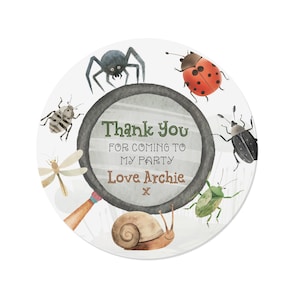 24 gepersonaliseerde insectenwaterverfverjaardagsstickers - bedankt, gefeliciteerd