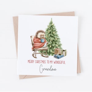 Tarjeta de Feliz Navidad personalizada con la abuela erizo: abuela, nana, nannie, abuela, abuela