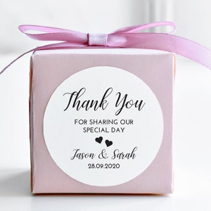 Personalised Round Wedding Thank You Favour Stickers Labels - 2 sizes 35 or 45mm ST10