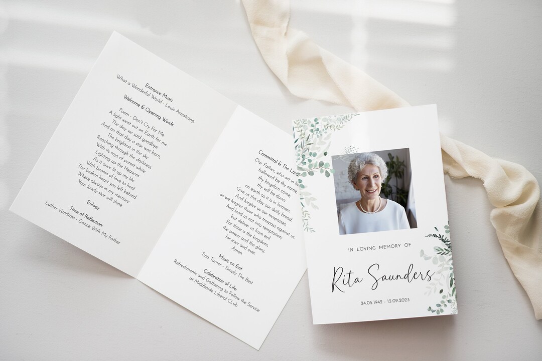 Funeral / Memorial Order of Service Booklet - A4 Folded, Printed