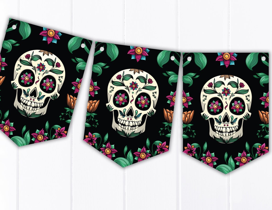 Day of the Dead Party Bunting Decoration Día De Muertos Etsy UK