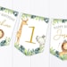 Jungle Safari Watercolour Happy Birthday Bunting - Personalised Children's Party Decoration Banner / Garland - Any Age B90 