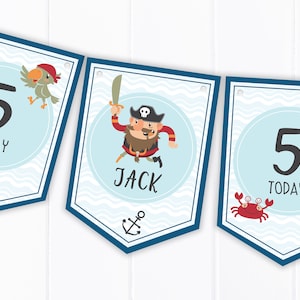 Personalised Pirate Happy Birthday Bunting - Children&#39;s Party Decoration Banner B19