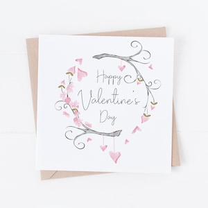 Tarjeta de feliz día de San Valentín - Heart Wreath - I Love You - Anniversary, Valentines VAL1
