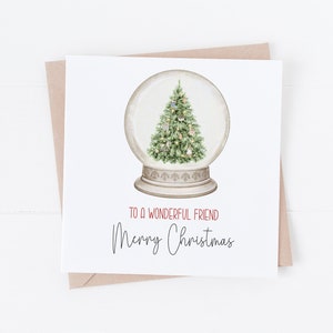 Tarjeta de felicitación navideña personalizada para un amigo: globo de nieve vintage