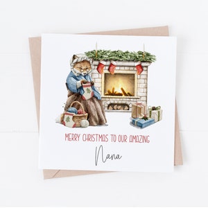 Gepersonaliseerde oma Fox Merry Christmas Card - oma, oma, oppas, oma, oma