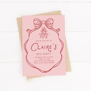Invitations nuptiales coquettes personnalisées roses/enterrement de vie de jeune fille