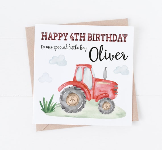Personalised Tractor Happy Birthday Card Personalise with | Etsy