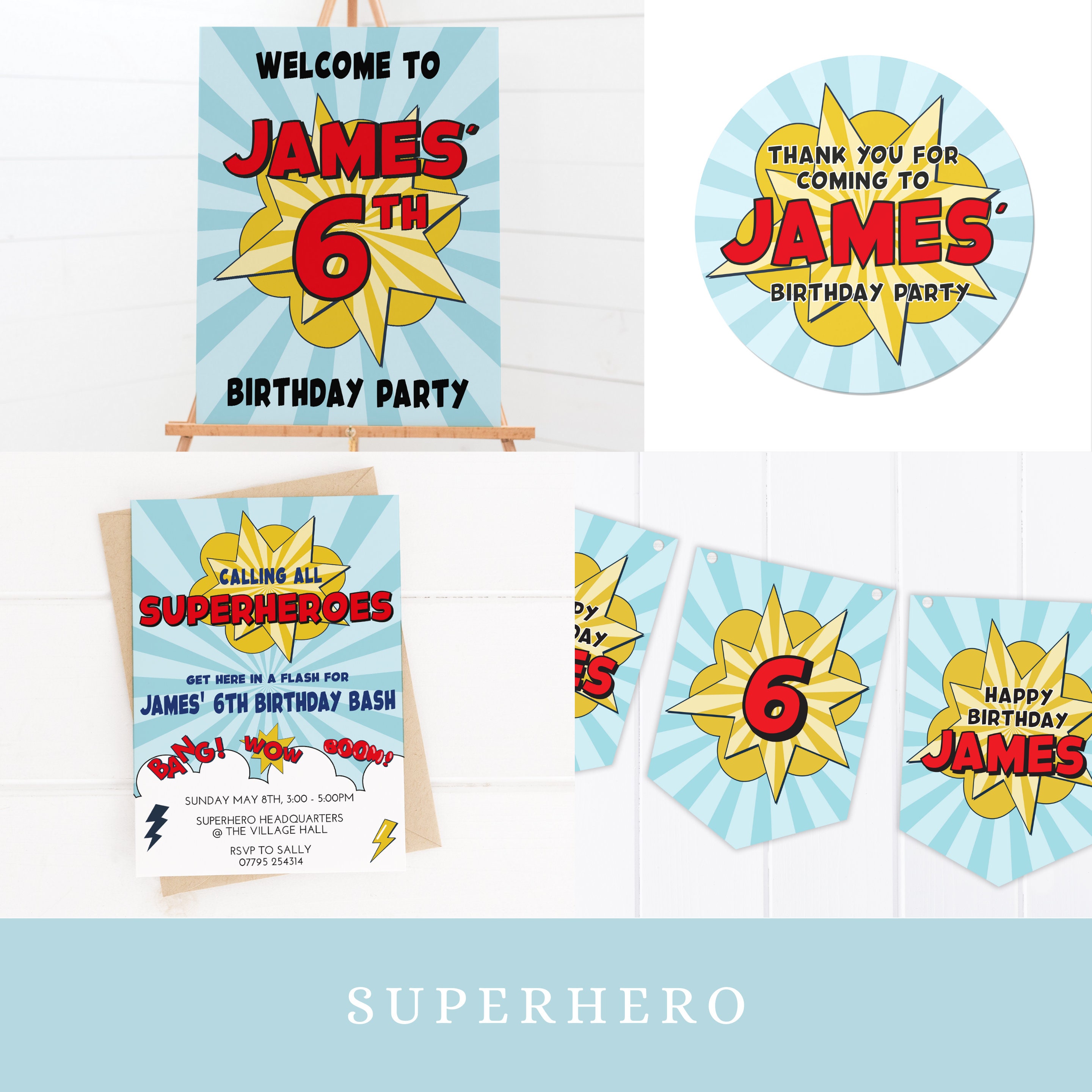 Superhelden Wimpel 'Happy Birthday' – Partydekoration Für Kindergeburtstag Mit Comic-Design