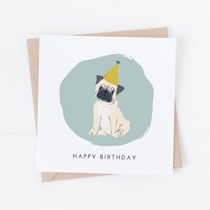 Cartão de feliz aniversário para cachorro pug BC59
