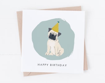Carte de joyeux anniversaire pour chien carlin BC59