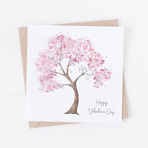Tarjeta de Feliz Día de San Valentín - Árbol del Amor - Te Amo - Aniversario, San Valentín VAL1