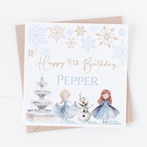 Princesa de Gelo em Aquarela - Cartão de Feliz Aniversário Personalizado - Filha, Neta, Sobrinha
