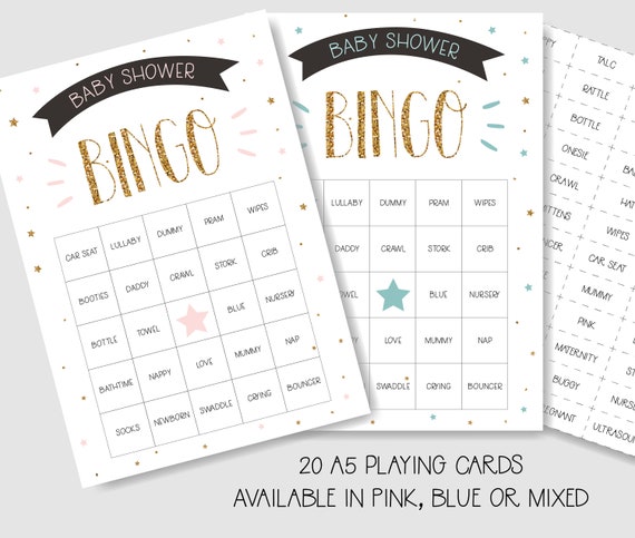 Baby Shower Bingo Game A5 Cards Pack of 16 Guess What Presents Mum Receives 
