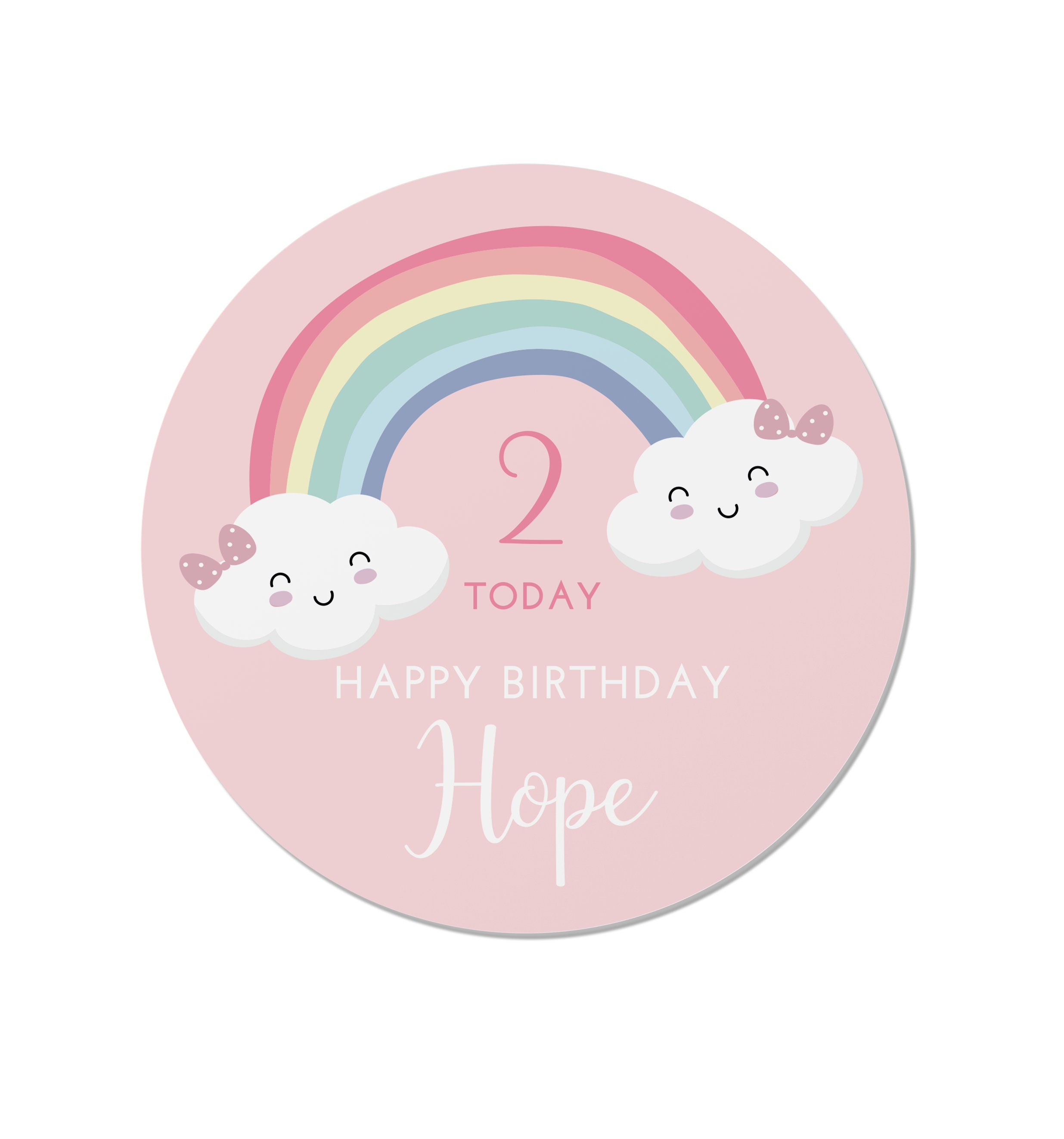 24 Personalised Rainbow Happy Birthday Stickers Pink or Blue Etsy UK