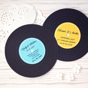 Vintage Retro Music Record Save the Date Cards w/envelopes image 1