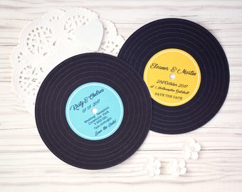 Vintage Retro Music Record Save the Date Cards w/envelopes