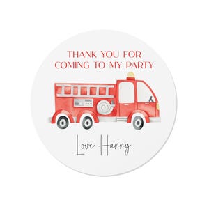 24 Personalisierte Feuerwehrauto-Aquarell-Geburtstagsaufkleber - Danke, alles Gute zum Geburtstag, ST30