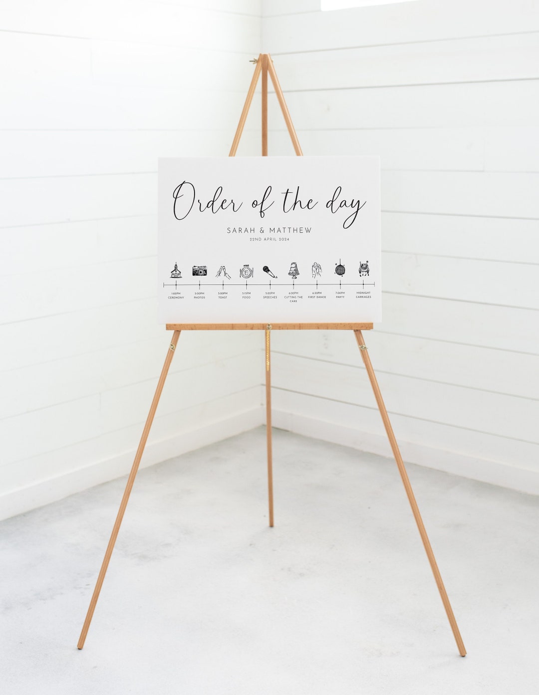 A1, A2 or A3 Minimalist Wedding Timeline Order of the Day, Order of ...