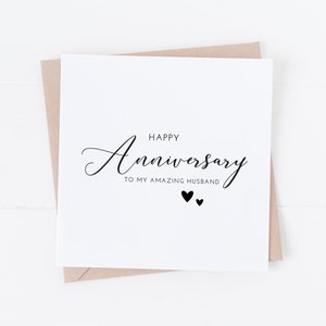 Echtgenoot Huwelijksverjaardag Kaart - Happy Anniversary - Minimalistisch Design