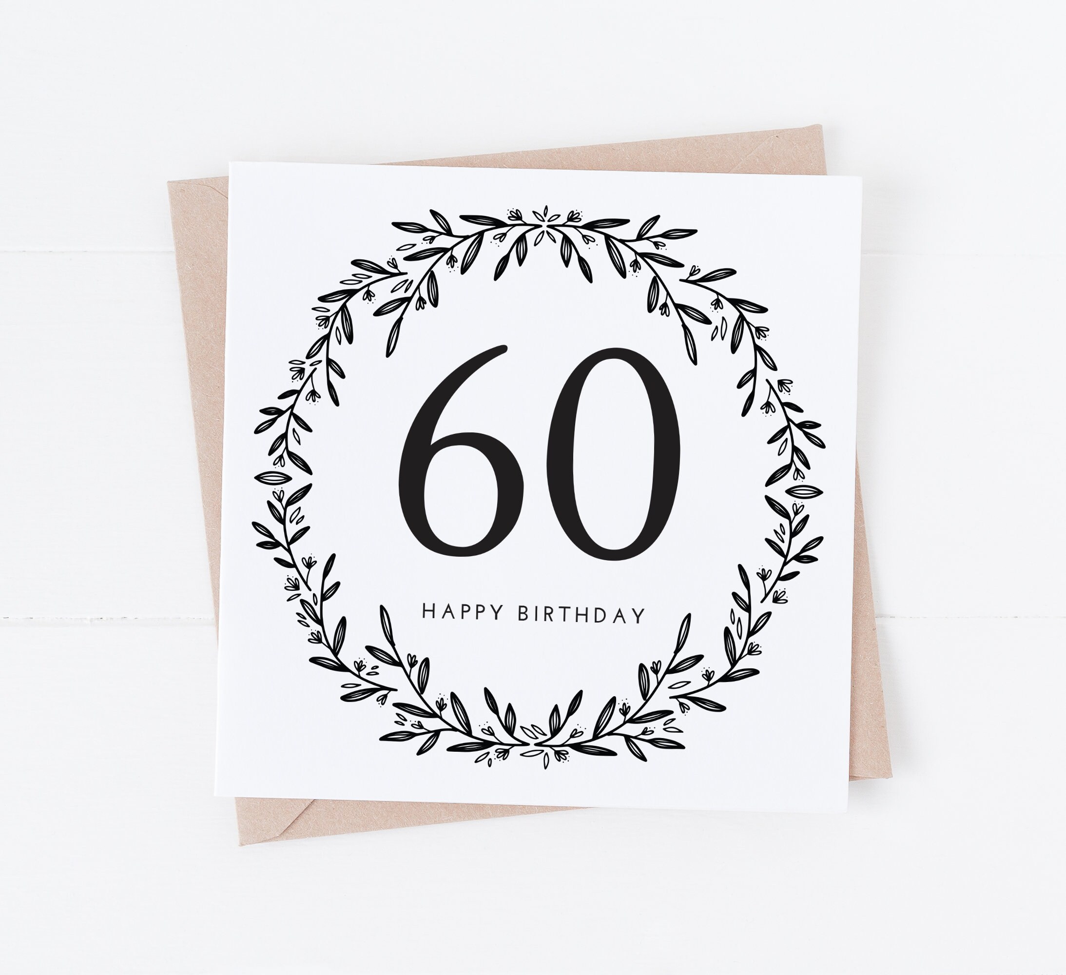 Biglietto Auguri 60° Compleanno Per Lei - Old English Co., Floreale Con Cuore E Lamina D'Oro, 150x150mm - 3