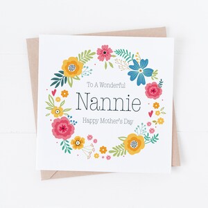To A Wonderful Nannie, Mummy, Mum - Happy Mother's Day Card - Mathers Day - mama, moeder, oma, oppas, oppas, oppas - MD9