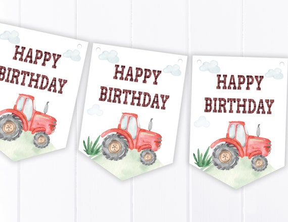 Tracteur Joyeux Anniversaire Bunting Banniere De Decoration Etsy France