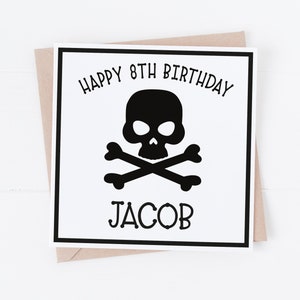Carte de joyeux anniversaire pirate personnalisée - à personnaliser avec n'importe quel texte ou âge - 1er, 2e, 3e, 4e, 5e anniversaire BC45