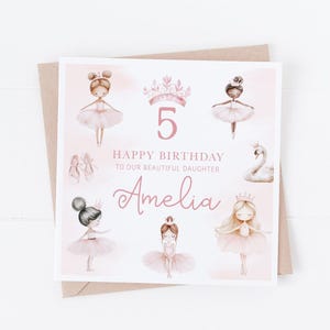 Cartão de feliz aniversário personalizado para bailarinas em aquarela - Personalize com qualquer texto - Filha, neta, sobrinha